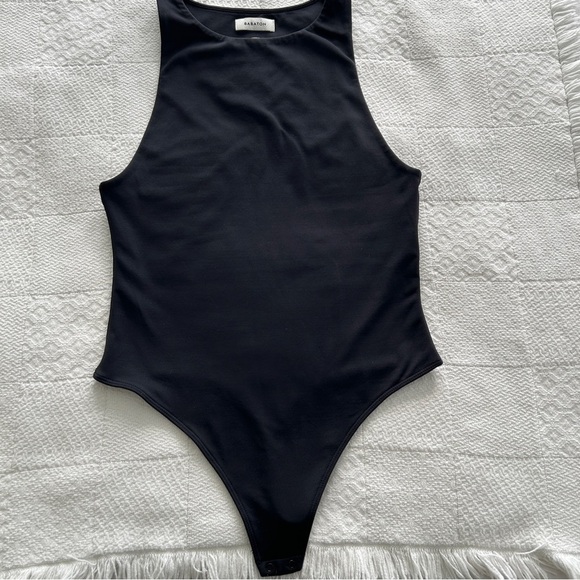 Babaton Black Contour 90s Bodysuit Sleek High Neck Sleeveless size Large - Picture 10 of 14